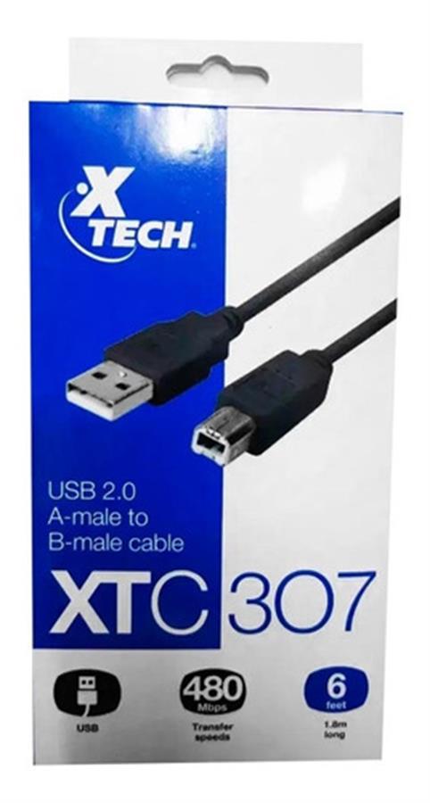 CABLE PARA IMPRESORA USB 2.0 A-MACHO A B-MACHO 1.8M XTECH