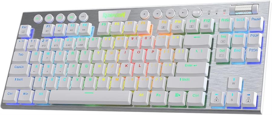 REDRAGON TECLADO MECANICO HORUS TKL WIRELESS K621W-RGB WHITE - RED SWITCH