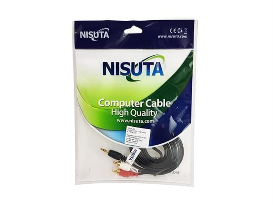NISUTA CABLE RCA X2 A MINI PLUG 3.5 1.8 MTS NS-CAU35