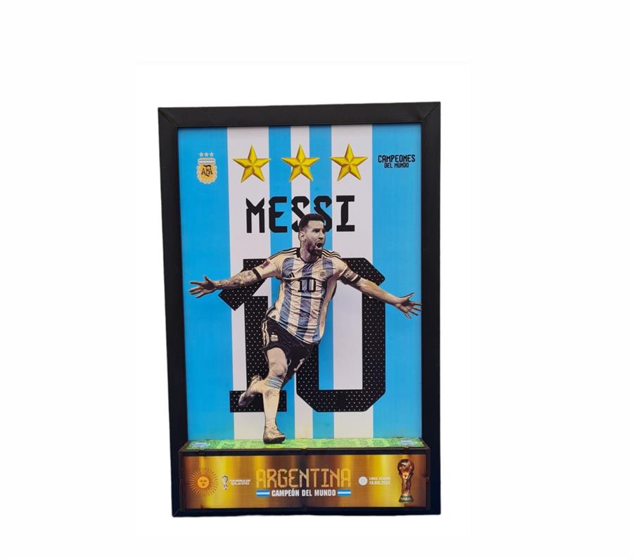 CUADRO GAMER 3D MESSI CAMPEON DEL MUNDO