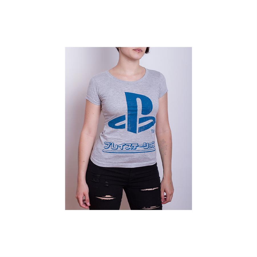 REMERA PLAYSTATION JAPON MUJER GRIS XS