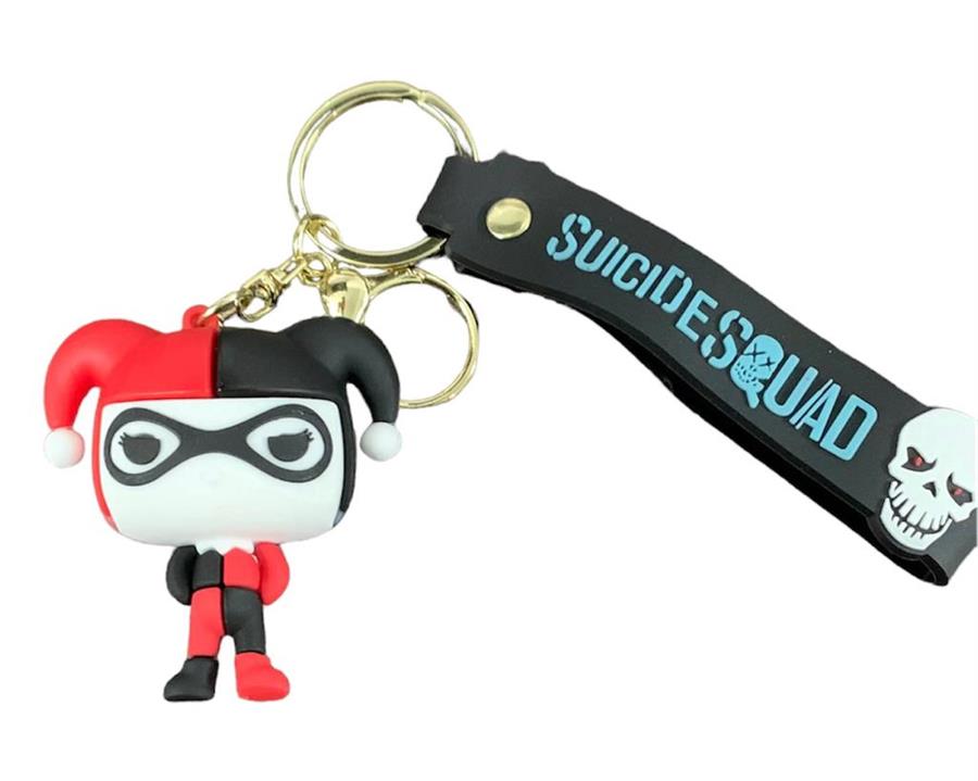 LLAVERO ESCUADRON SUICIDA HARLEY QUINN ARLEQUIN GOMA 3D CON CORREA