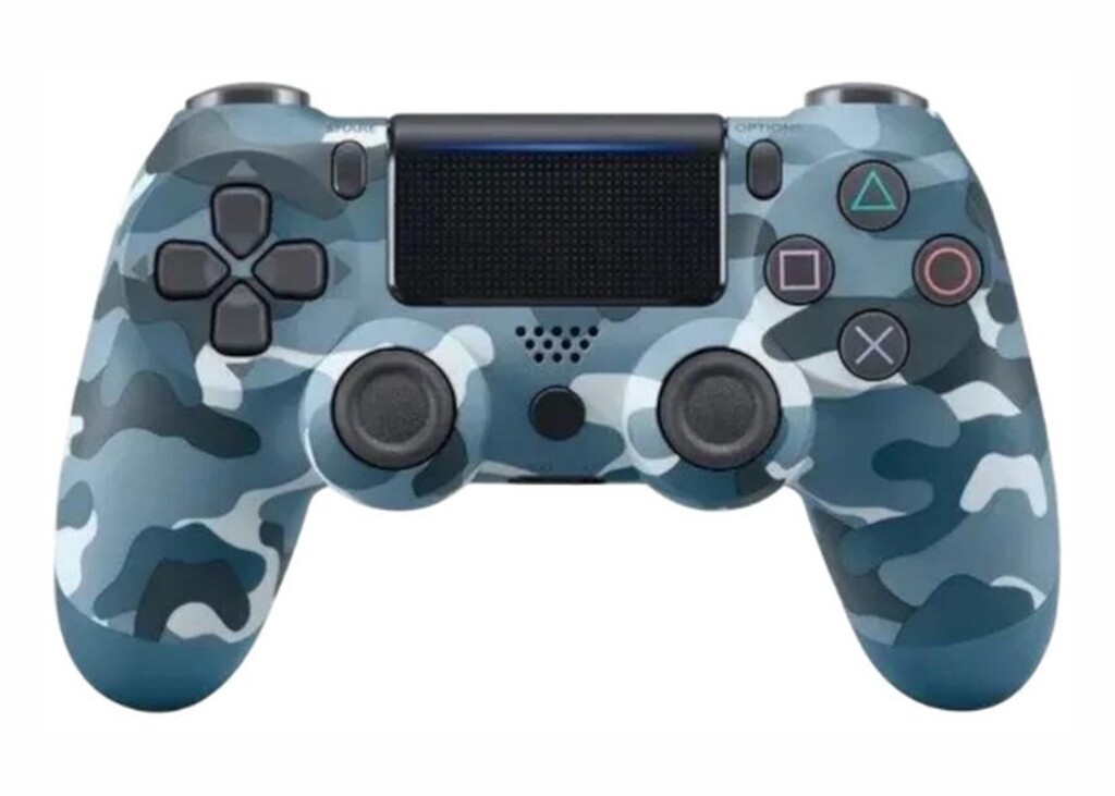 GENERICO REPLICA JOYSTICK PS4 CON CABLE CAMUFLADO AZUL