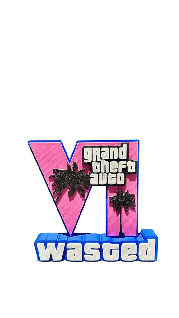 CARTEL DE ESCRITORIO GTA VI WASTED 3D BAMBU