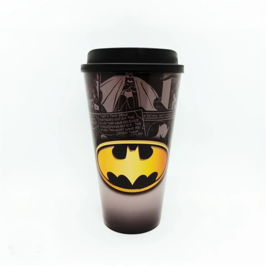 VASO PLASTICO CON TAPA BATMAN CINTO