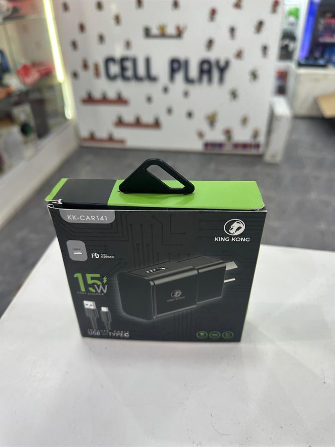 KING KONG CARGADOR 15W USB CON CABLE USB A TIPO C KK-CAR141 NEGRO