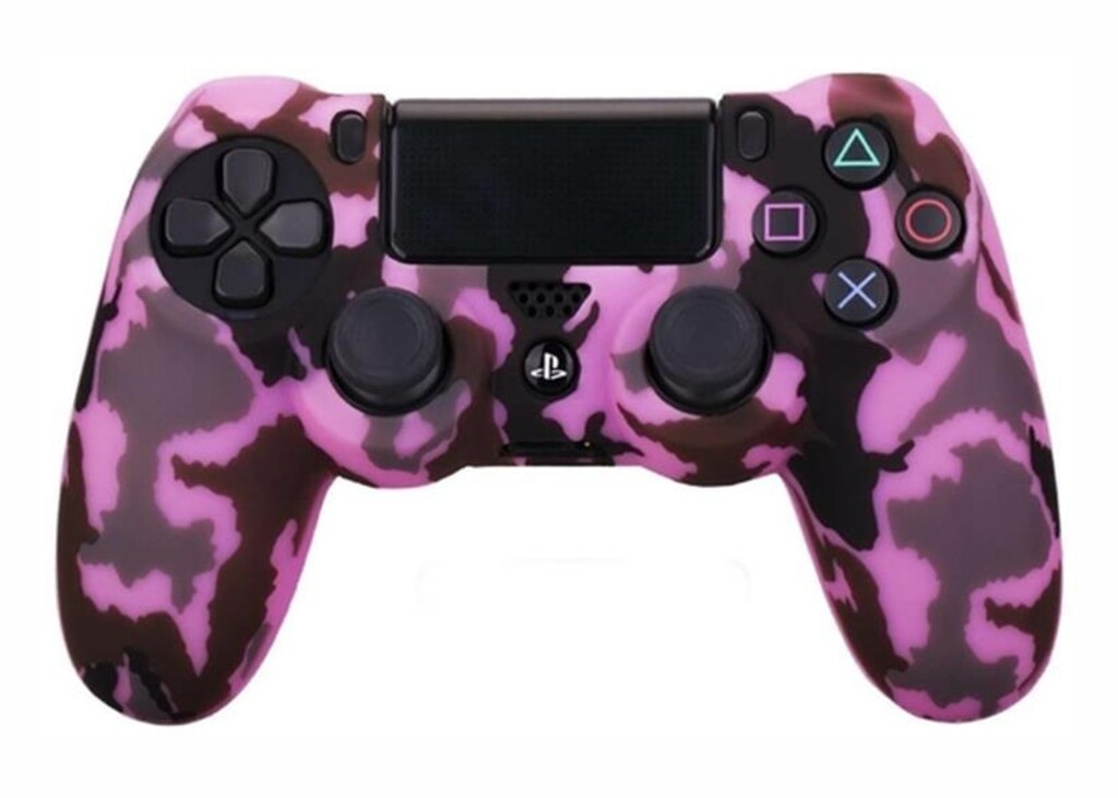 GENERICA FUNDA JOYSTICK PS4 SILICONA CAMUFLADA ROSA - NEGRO Y MARRON