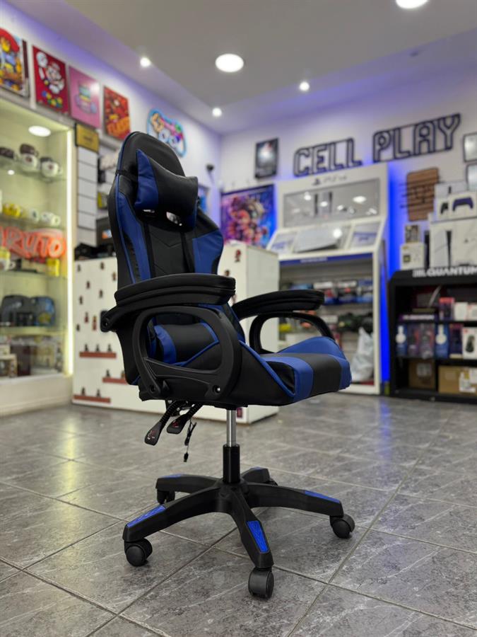 GENERICA SILLA GAMER CON ALMOHADONES NEGRA AZUL