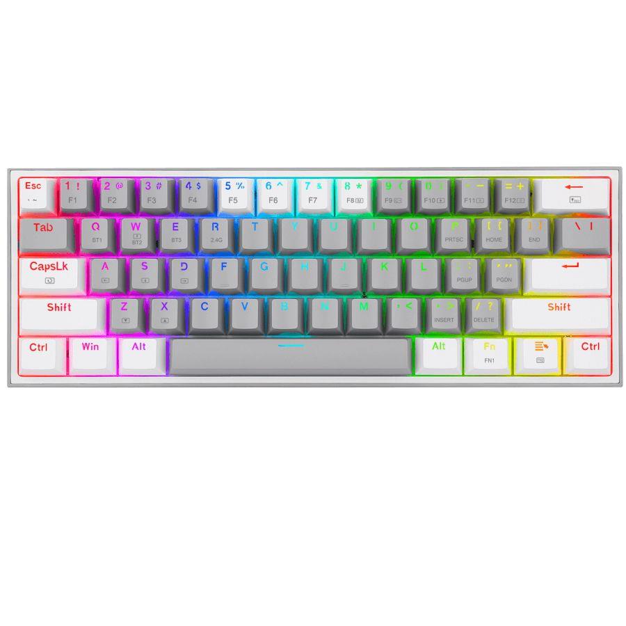 REDRAGON TECLADO GAMER MECANICO FIZZ RGB K617-RGB GRAY WHITE