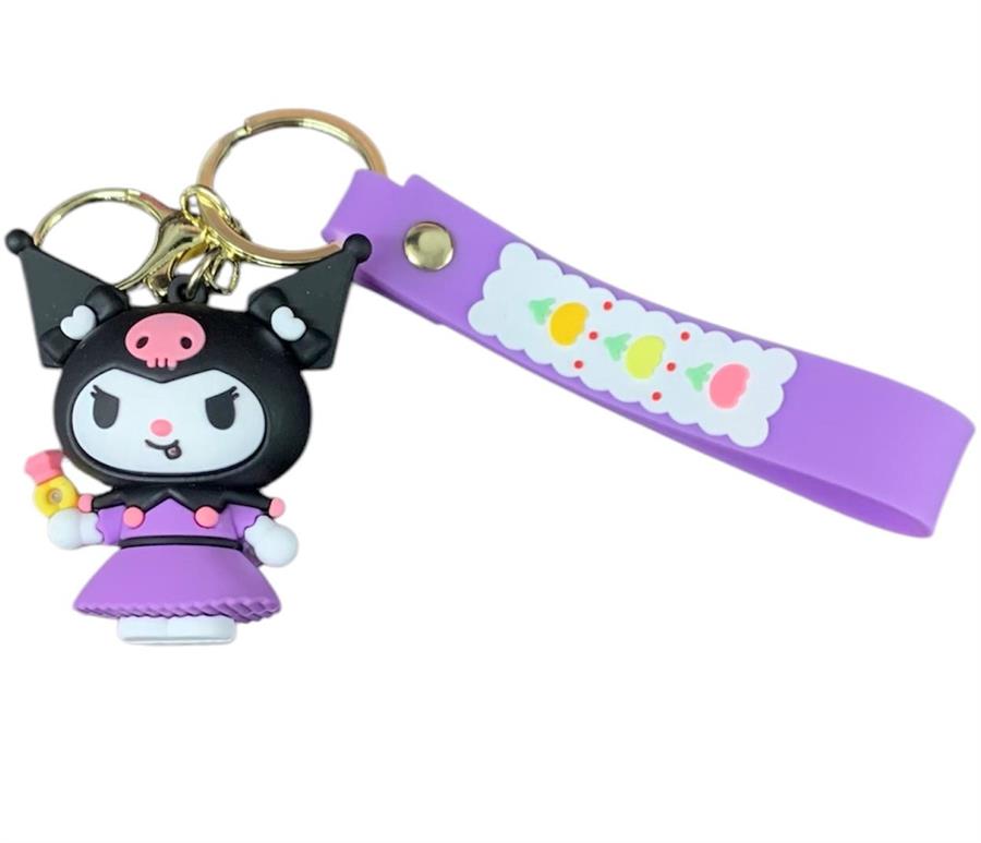 LLAVERO SANRIO KUROMI MODELOS VARIOS GOMA 3D CON CORREA