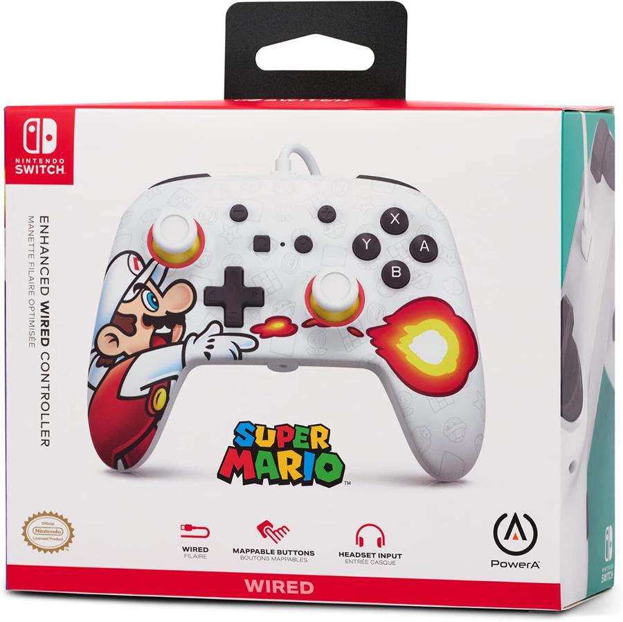 POWER A WIRED CONTROLLER NINTENDO SWITCH FIREBALL MARIO