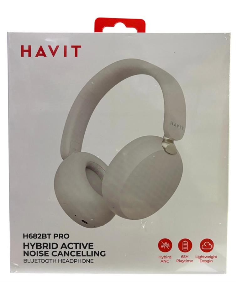 HAVIT AURICULAR WIRELESS HYBRID ACTIVE NOISE CANCELLING H682BT PRO-GY GRIS