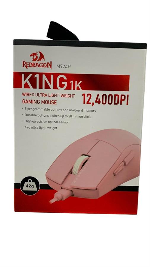 REDRAGON MOUSE GAMER KING 1K WIRED M724P ROSA