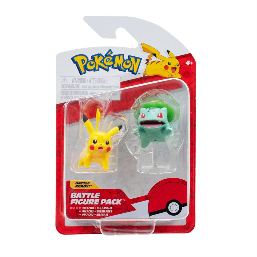 JAZWARES POKEMON BATTLE FIGURE PACK PIKACHU + BULBASAUR