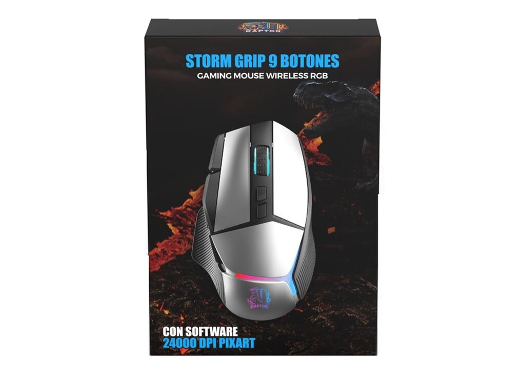 RAPTOR MOUSE STORM GRIP 9 BOTONES GAMING WIRELESS BLUETOOTH 24000 DPI PIXART
