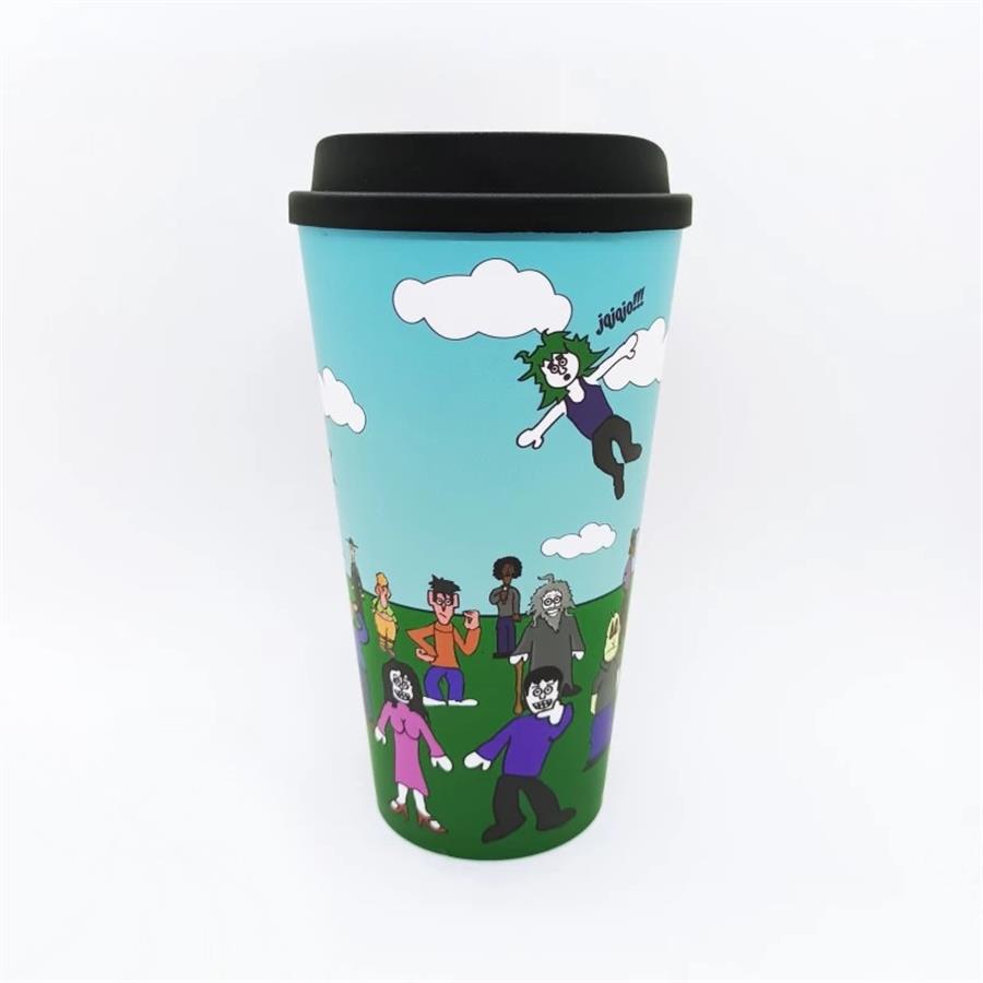 VASO PLASTICO CON TAPA ALEJO Y VALENTINA