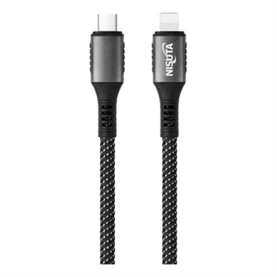 NISUTA CABLE LIGHTNING IPHONE A TIPO C 30W 1.5 MTS NS-CUSCIP30 MALLADO GRIS