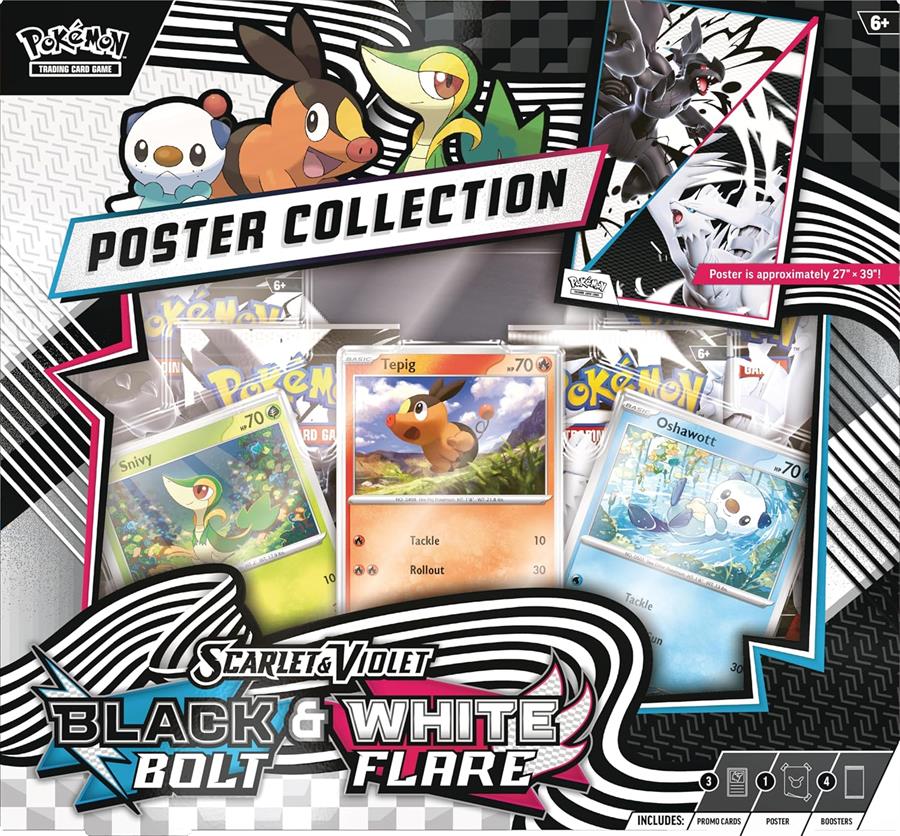 POKEMON CARTAS TRADING CARD GAME SCARLERT VIOLET BLACK BOLT & WHITE FLARE POSTER COLLECTION