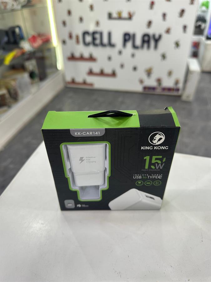 KING KONG CARGADOR 15W USB CON CABLE USB A TIPO C KK-CAR141 BLANCO