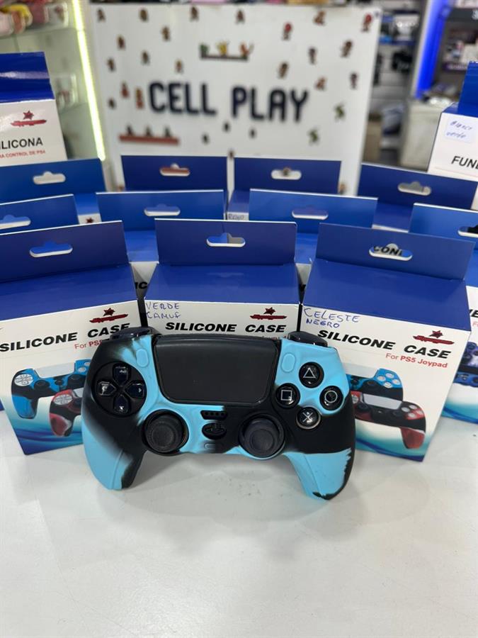 NIPPONGAME FUNDA JOYSTICK PS5 SILICONA CELESTE Y NEGRO