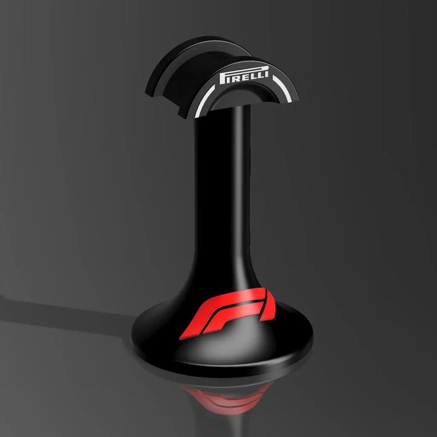 PORTA AURICULAR CON BASE F1 FORMULA 1 NEGRO CON ROJO SNAP