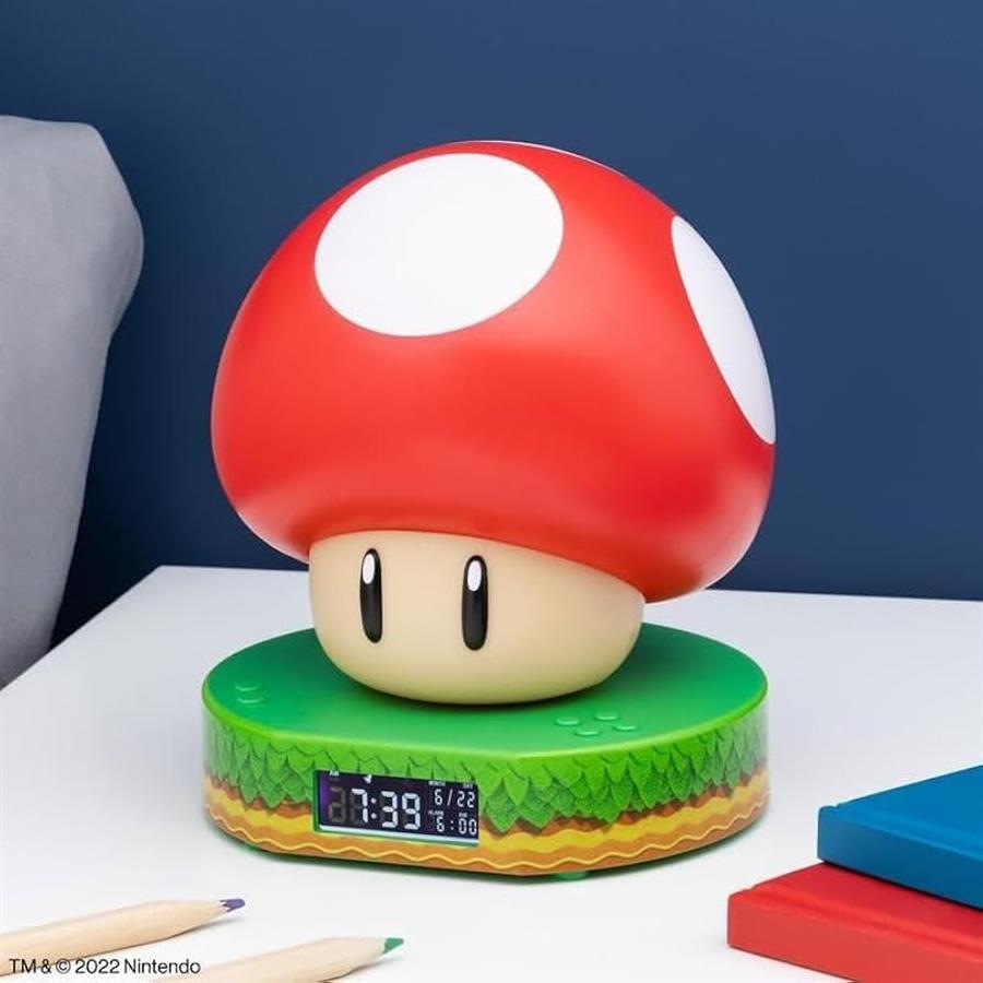 PALADONE SUPER MARIO LAMPARA SUPER MUSHROOM TOAD DIGITAL ALARM CLOCK CON LUCES Y SONIDO