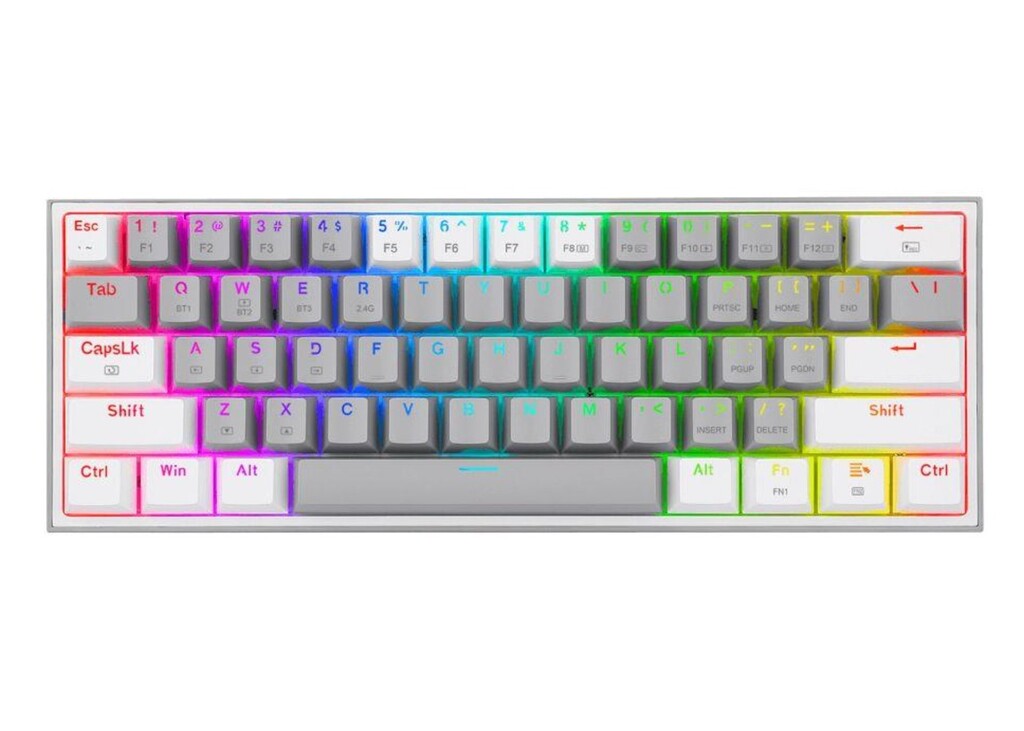REDRAGON TECLADO GAMER MECANICO FIZZ RGB K617-RGB GRAY WHITE