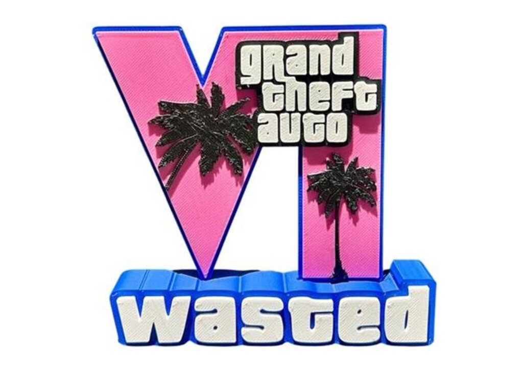 CARTEL DE ESCRITORIO GTA VI WASTED 3D BAMBU