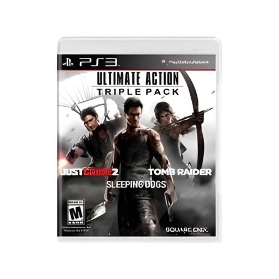 ULTIMATE ACTION TRIPLE PACK JUST CAUSE 2,SLEEPING DOGS,TOMB RAIDER JUEGO PS3 ABIERTO