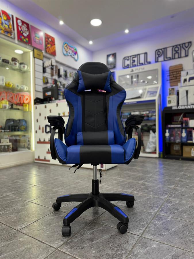 GENERICA SILLA GAMER CON ALMOHADONES NEGRA AZUL