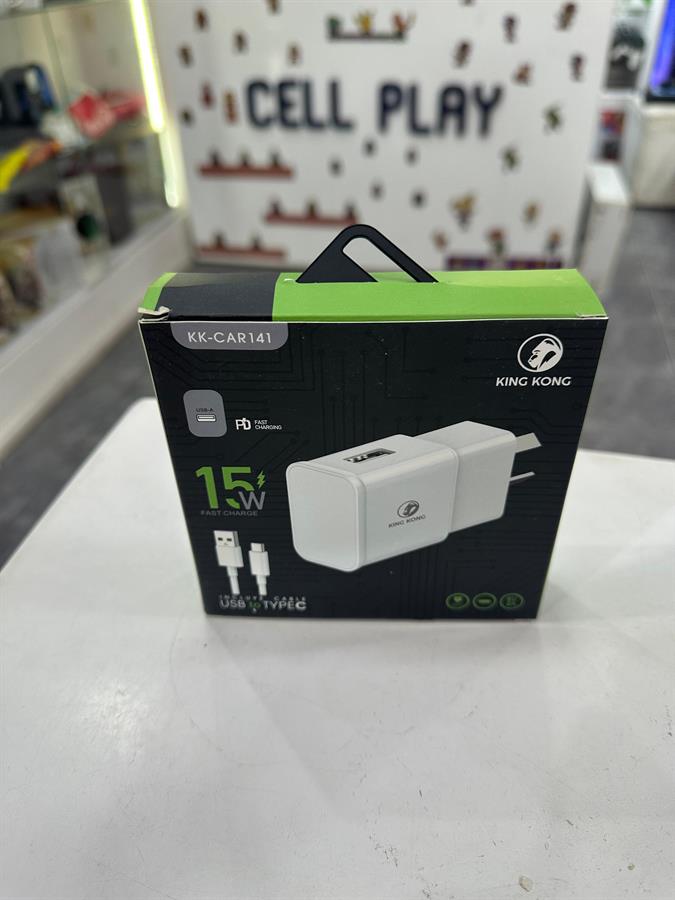 KING KONG CARGADOR 15W USB CON CABLE USB A TIPO C KK-CAR141 BLANCO