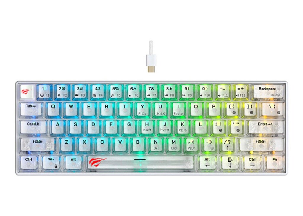 HAVIT TECLADO GAMING MECHANICAL KEYBOARD RGB 60% GAMENOTE KB903L TRANSPARENTE