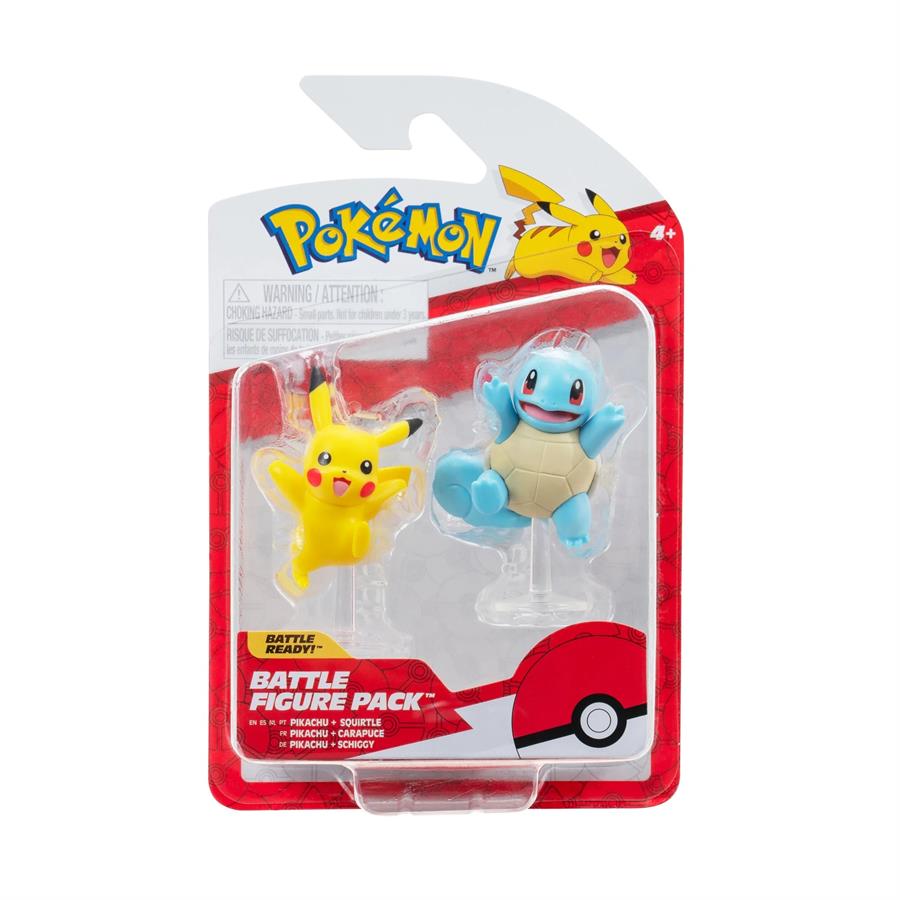 JAZWARES POKEMON BATTLE FIGURE PACK PIKACHU + SQUIRTLE