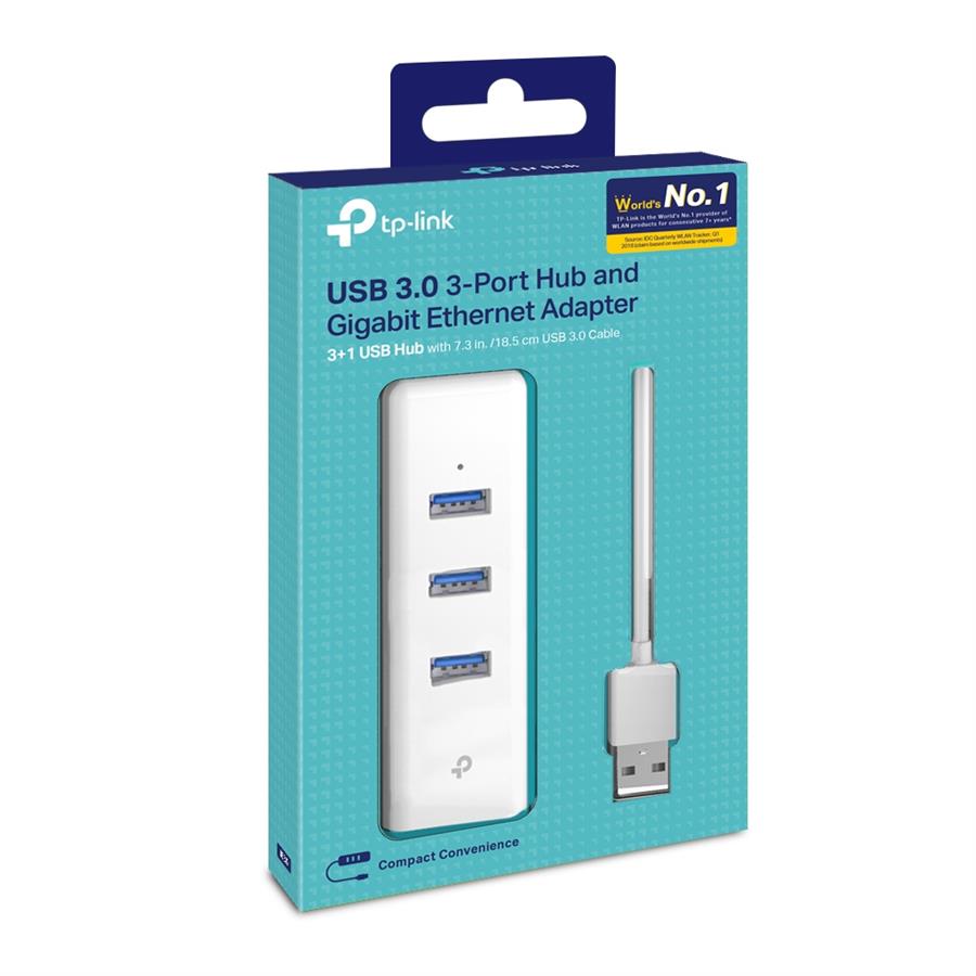 TP-LINK USB 3.0 3-PORT HUB AND GIGABIT ETHERNET ADAPTER