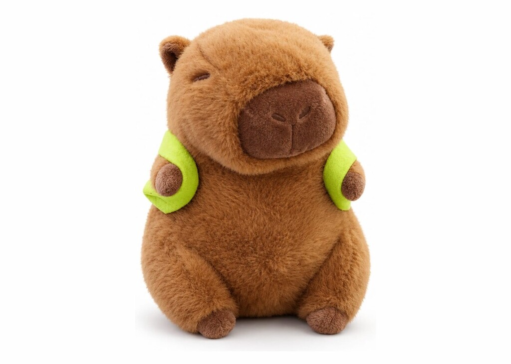 PELUCHE CAPYBARA CON MOCHILA DE RANA 20 CM
