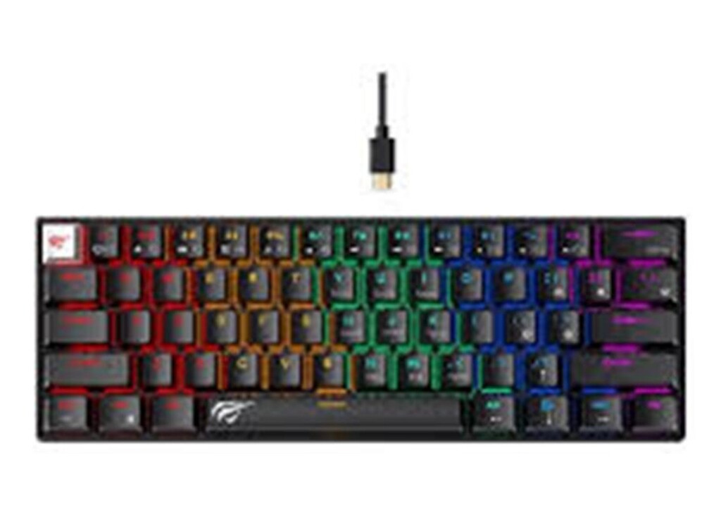 HAVIT TECLADO GAMING MECHANICAL KEYBOARD RAINBOW 60% GAMENOTE KB903L NEGRO SWITCH RED
