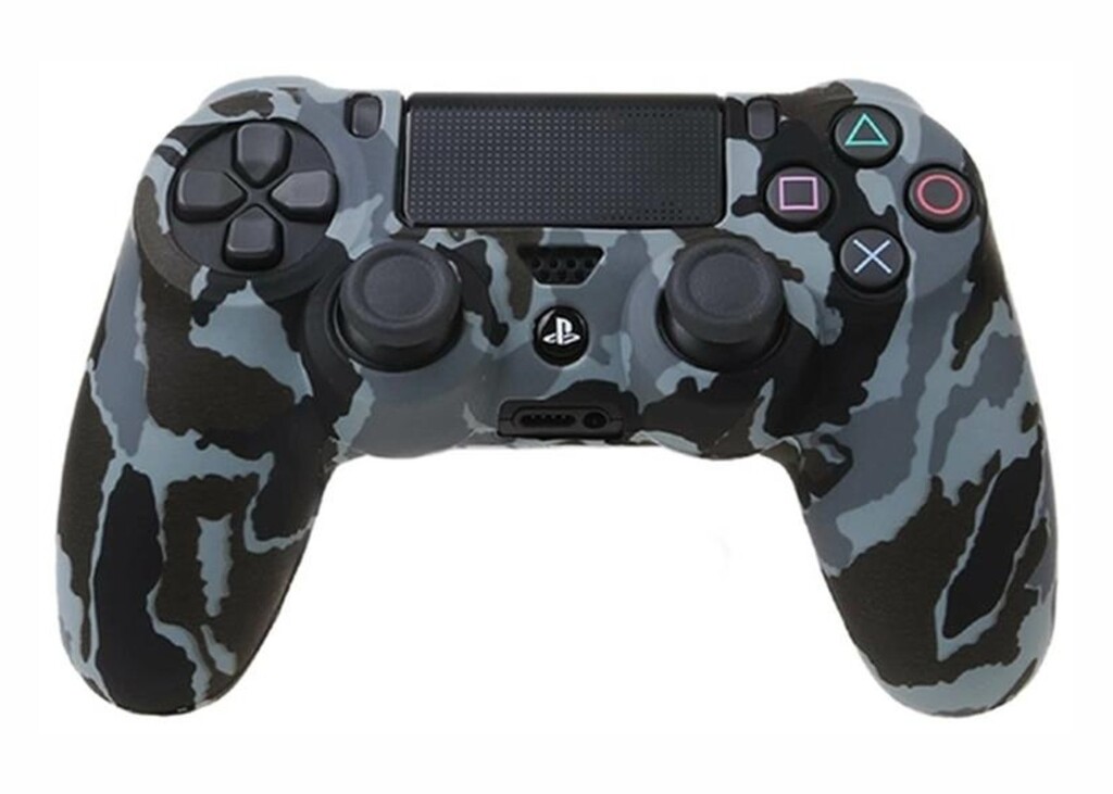 GENERICA FUNDA JOYSTICK PS4 SILICONA CAMUFLADA NEGRO Y GRIS