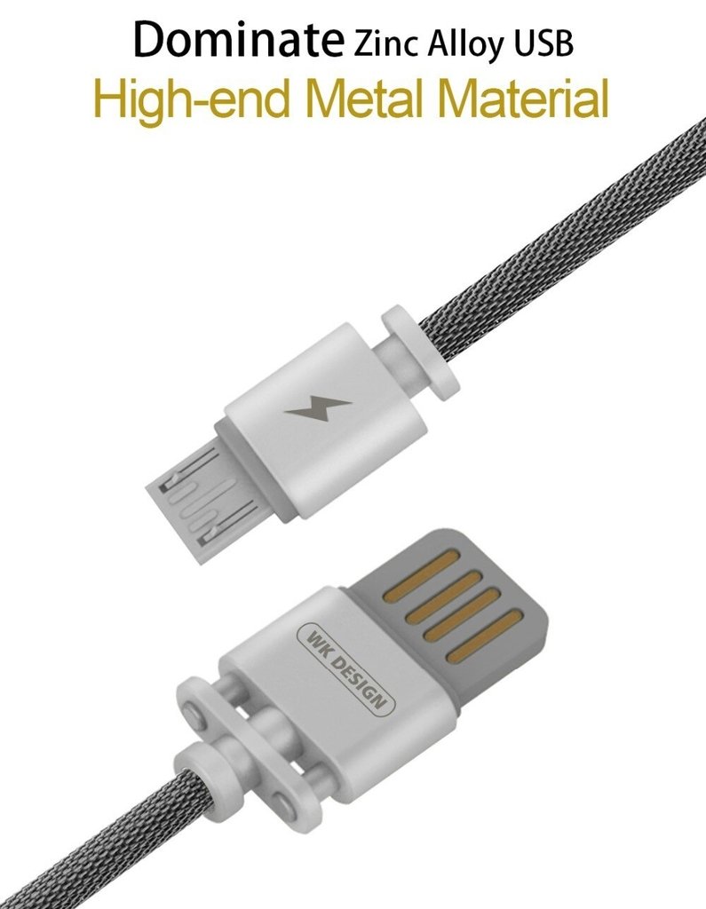 WK DESIGN ALLOY STEEL DATA CABLE WIRE USB MICRO USB