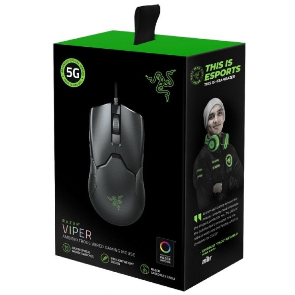RAZER MOUSE GAMER VIPER AMBIDEXTROUS WIRED