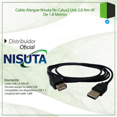 NISUTA CABLE ALARGUE USB 2.0 AM-AF DE 1.8 M NS-CALUS2
